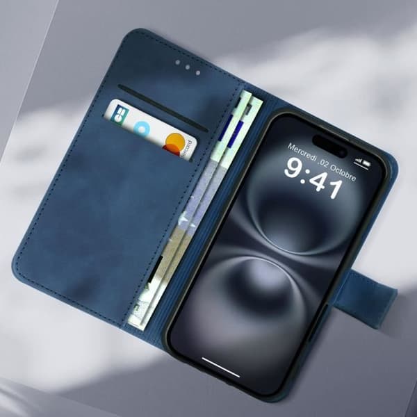 Fodral för iPhone 16 Pro Max Flip Wallet Video Support Midnight Blue