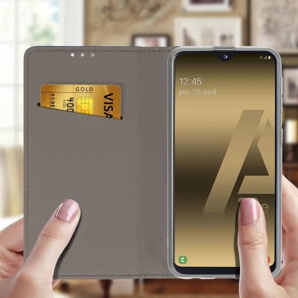 Plånboksfodral - AVIZAR - Galaxy A20e - Mörkblå - Semi-rigid - Lock