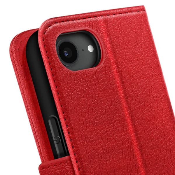 Plånboksfodral för iPhone 17:e serien Chesterfield Prägling Ställfunktion Röd