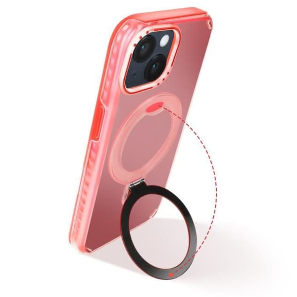 Coque MagSafe för iPhone 14 och 13 Stötsäker med Fällbart Stöd Röd