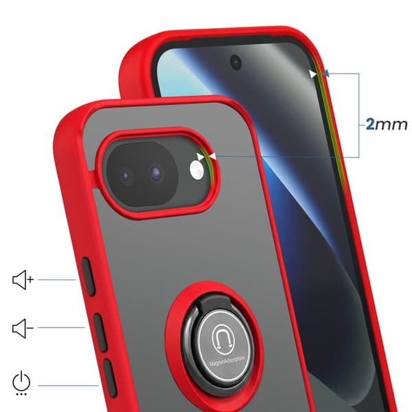 Ringfodral för Google Pixel 10a Förstärkt Skydd med Röd Magnetring
