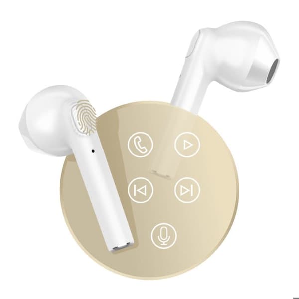 Bluetooth-hörlurar 5.3 Laddningsfodral 18h Kontrollknapp Akashi Vit