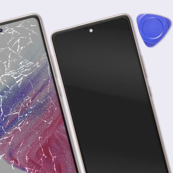 Skärm för Galaxy A53 OLED-panel med pekglas och rosa chassi
