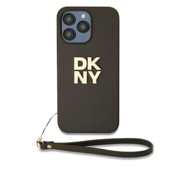 Coque - DKNY - iPhone 14 Pro - Brun - Handledsrem - Metalliserad Logotyp