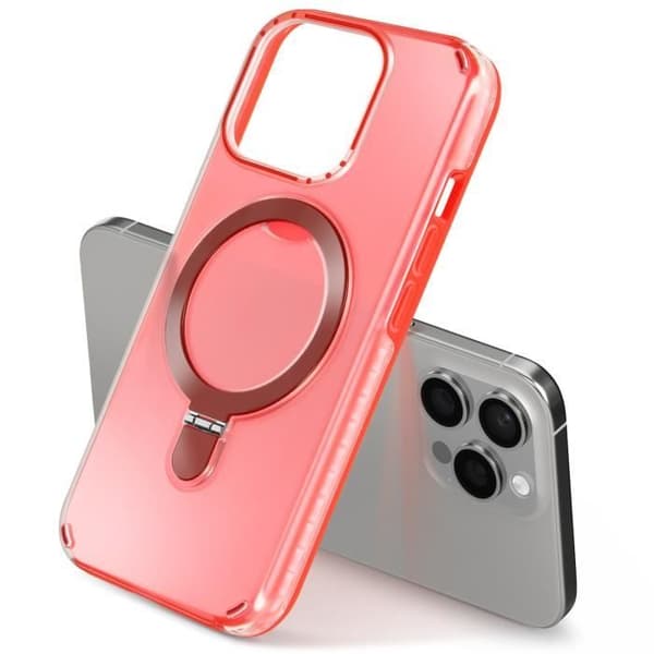 Coque MagSafe för iPhone 14 Pro Max Stöttålig med Fällbart Stöd Röd