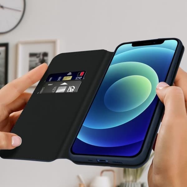 Housse Folio - Apple - iPhone 12 Mini - Mörknatt - Video Stöd - Kortfack