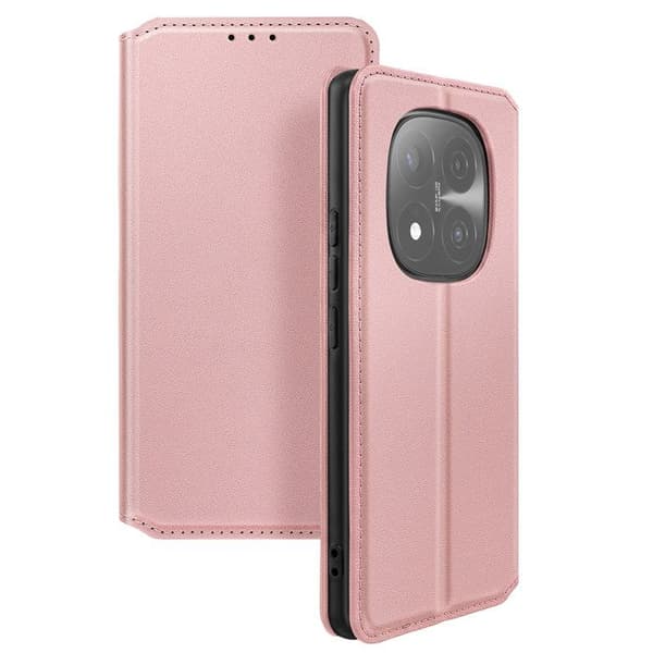 Fodral med lock för Redmi Note 14 Pro / 14 Pro Plus Magnetisk Ställfunktion Classic Edition Roséguld