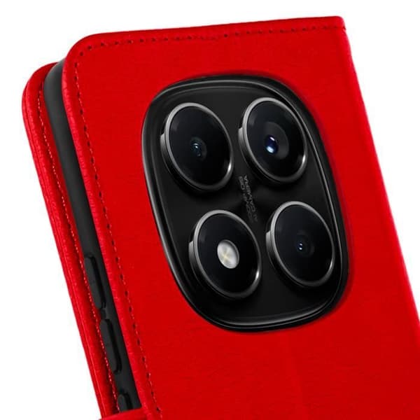 Plånboksfodral - Xiaomi - Redmi Note 14 Pro/Pro Plus - Röd - Stöd - Magnetisk Flik