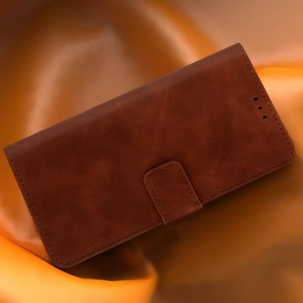 iPhone 14 Pro Folio Plånboksfodral Videostöd Matt Soft Touch Effekt brun