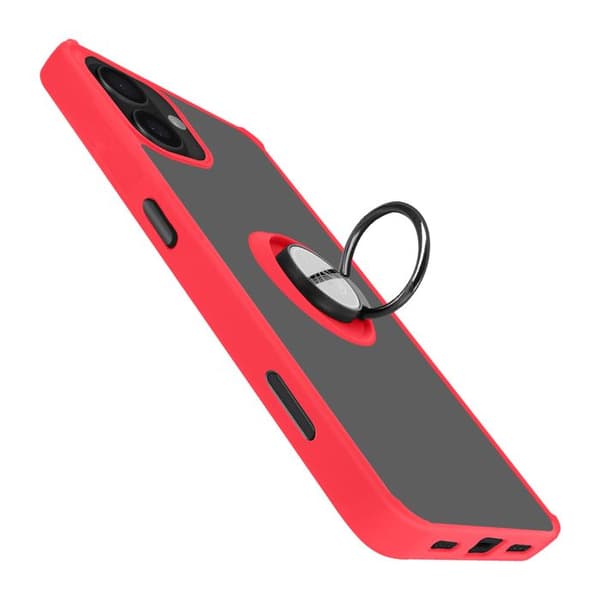 Fodral för iPhone 16 Metal Ring Video Support Röd