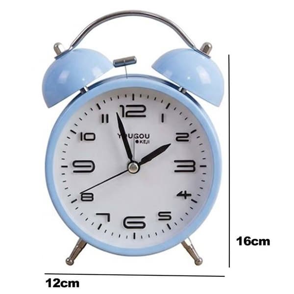 Bordsklocka 12cm för Sovrum Rund Format Dubbel Klocka Elegant Blå