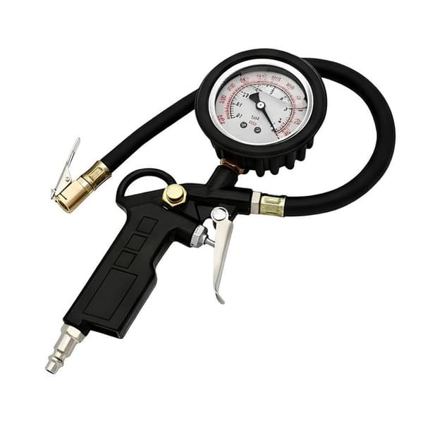 Handpump med exakt manometer för däck svart