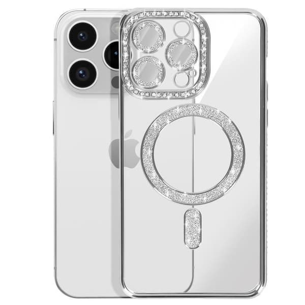 Coque Diamant för iPhone 14 Pro MagSafe Kontur Strass Silver