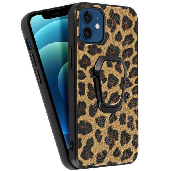Coque - AVIZAR - iPhone 12 Mini - Leopardtryck - Mjuk - Brun