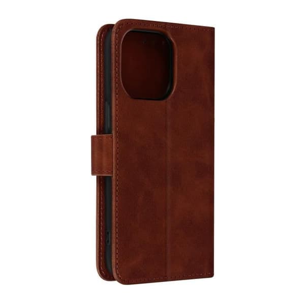 iPhone 14 Pro Folio Plånboksfodral Videostöd Matt Soft Touch Effekt brun