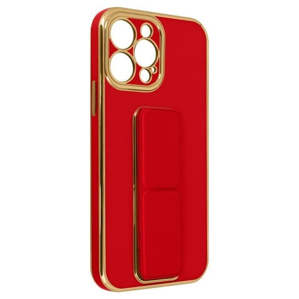 Coque - iPhone - 13 Pro Max - Silikon flashy - Fällbar ställning - Röd magnetsystem