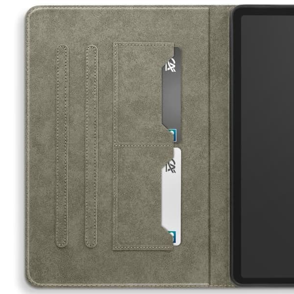 Tabletfodral - Samsung - Galaxy Tab S9/S9 FE - Grå - Kortfack - Videoställ