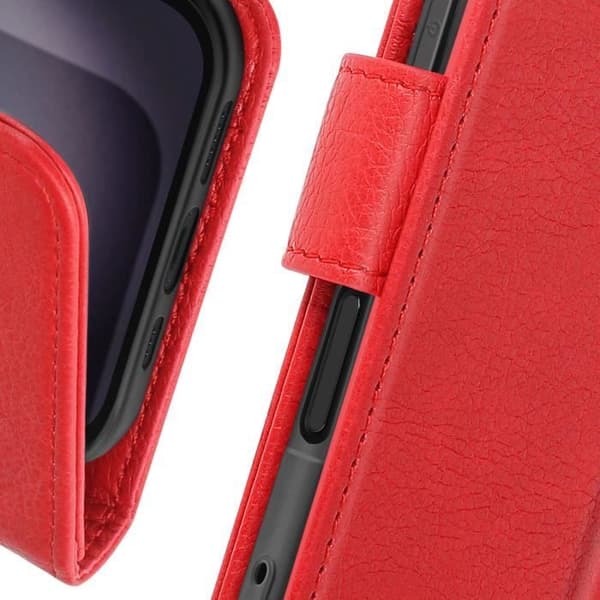 Fodral för iPhone 16 Plus - AVIZAR - Plånboksflik - Videostöd - Röd - Halvstyv