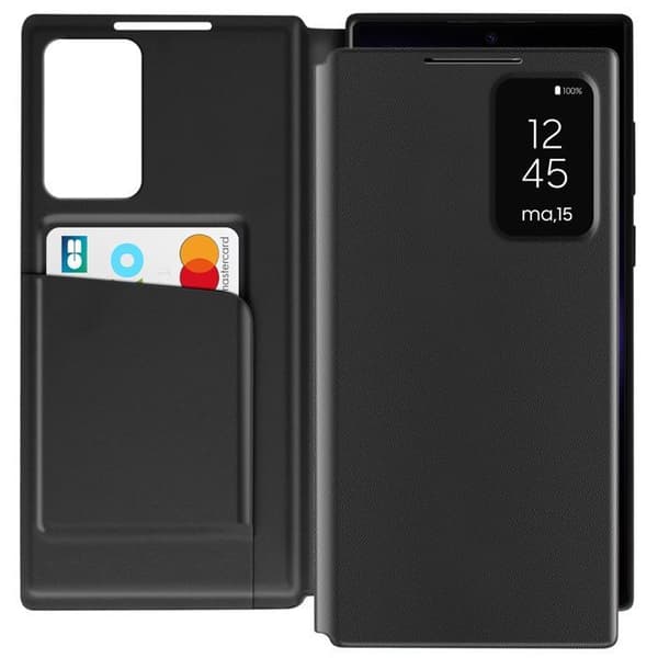 Fönsterfoder för Samsung Galaxy S23 Ultra med kortficka i svart