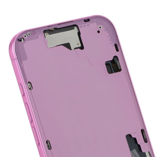 Centralt chassi för iPhone 16, exakt och säker passform, rosa