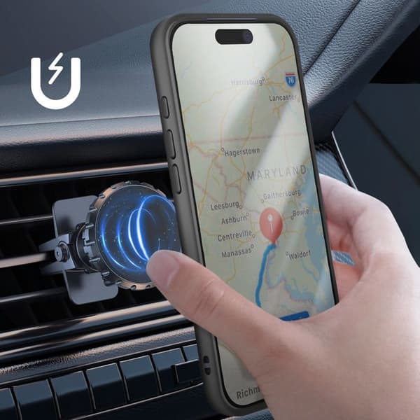 Coque för iPhone 17 Pro med Ringstöd och Magnetfäste Svart