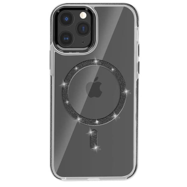 Coque MagSafe för iPhone 11 Pro Max Silikon Glittrande Svart