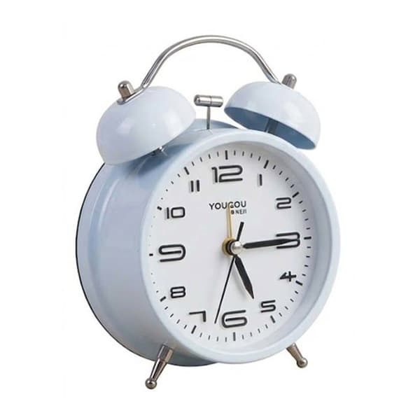 Bordsklocka 12cm för Sovrum Rund Format Dubbel Klocka Elegant Vit