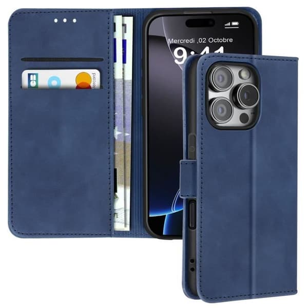 Fodral för iPhone 16 Pro Max Flip Wallet Video Support Midnight Blue