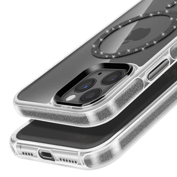 Coque MagSafe för iPhone 11 Pro Max Silikon Glittrande Svart