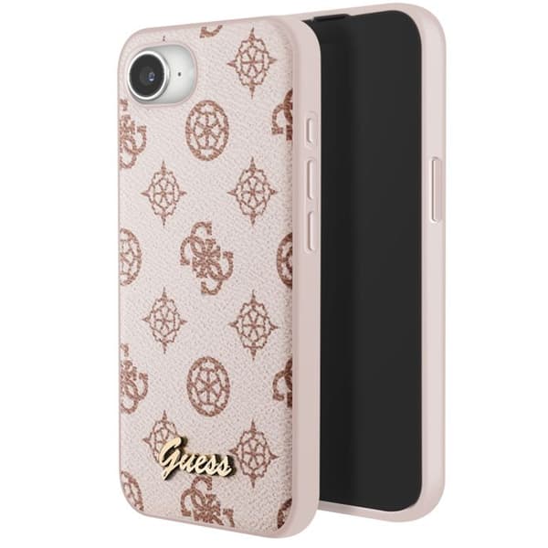 Coque Guess MagSafe för iPhone 17:e Serien Peony Script Logo Stötsäker Ljusbrun