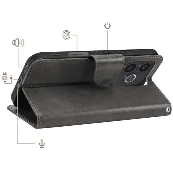 Plånboksfodral för Honor 600 Lite Retro Stil med Stöd Grå