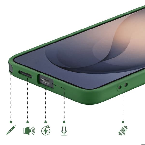 Silicone Soft-Touch-fodral för Galaxy S26 Ultra med mikrofiberfoder i mörkgrön