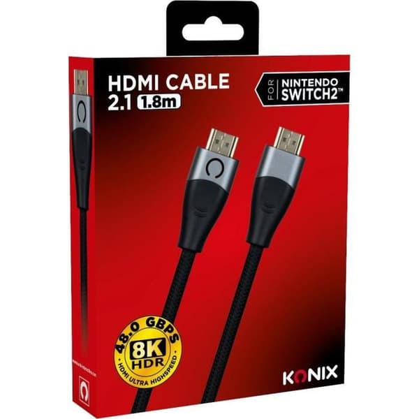 KONIX HDMI 2.1-kabel til Nintendo Switch 2, 1,8 m, 4K120 og 8K60