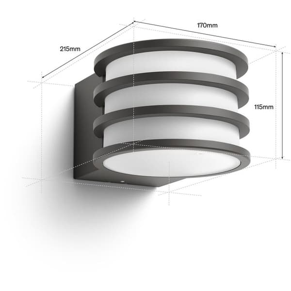 Philips Hue Lucca ulkovalaisin ulkokäyttöön antrasiitinharmaa, Zigbee älykäs, IP44, 1100 lm, E27