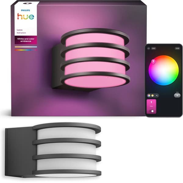 Philips Hue Lucca ulkovalaisin ulkokäyttöön antrasiitinharmaa, Zigbee älykäs, IP44, 1100 lm, E27
