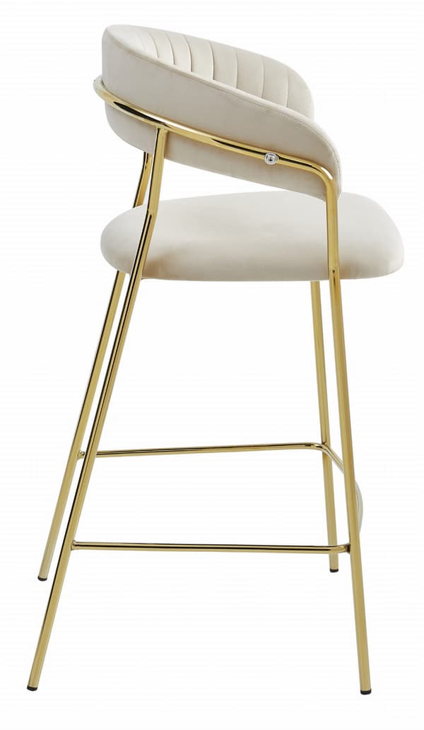 Hocker Badia Aus Beigem Samt Mit Goldenen Beinen (2Er - Set)