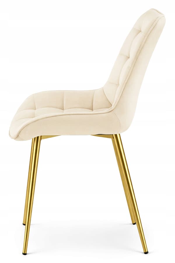 Leobert - Stol - Bera - Sammet Ljusbeige/Guldfärgade Ben - 54X60X88 Cm