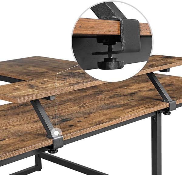 Leobert - Skrivebord - Rustik Brun/Sort - 130X140X76 Cm