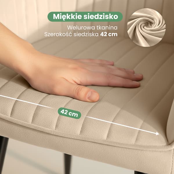 Akord Polstrede Spisebordsstole I Velour, 6-Pak, Beige, Sorte Ben