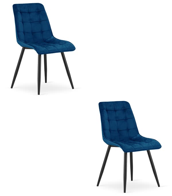 Leobert - Stol - Split - Sammet Mörkblå/Svarta Ben - Set Med 2