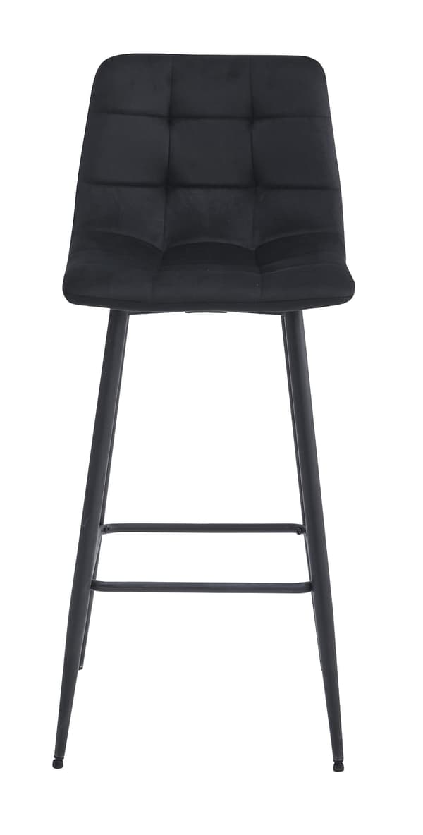 Hocker Arceto Aus Schwarzem Samt Mit Schwarzen Beinen (4Er - Set)