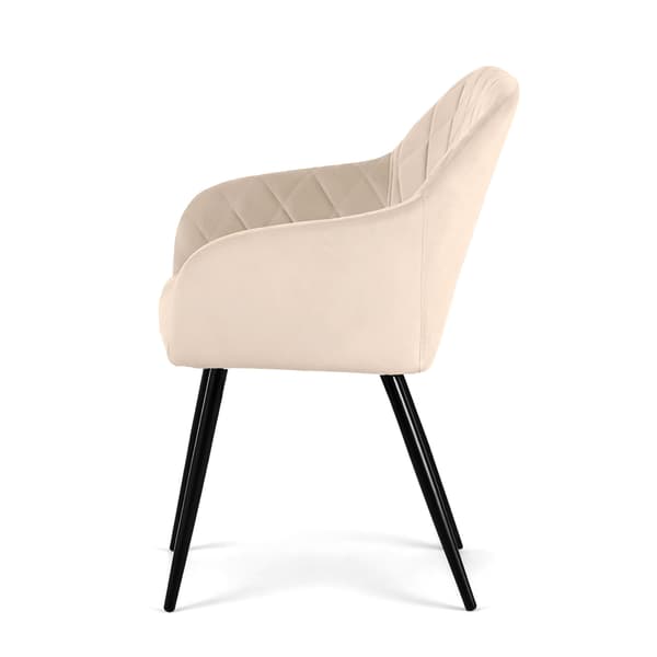 Akord Quiltede Spisebordsstole I Velour, 4-Pak, Beige, Sorte Ben