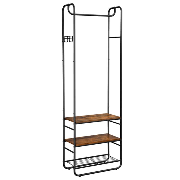 Leobert - Tøjstativ - Sort/Rustik Brun - 58X28X181 Cm