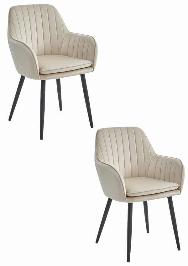 Lugo Stol I Beige Sammet Med Svarta Ben, 2-Pack