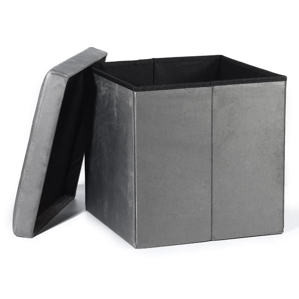 Leobert - Puff - L - Sammet Grå - 37,5X37,5X38 Cm