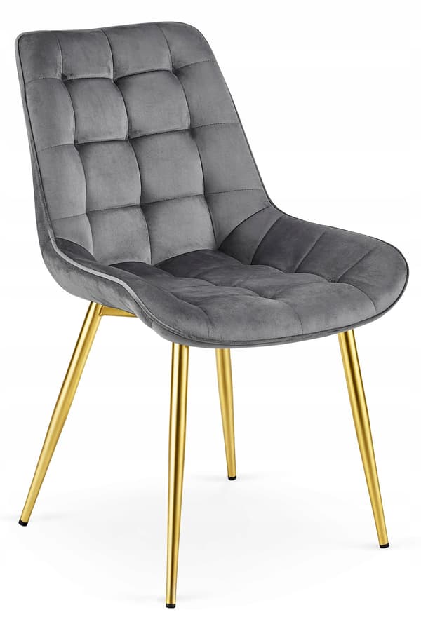 Leobert - Stol - Bera - Sammet Mörkgrå/Guldfärgade Ben - 54X60X88 Cm