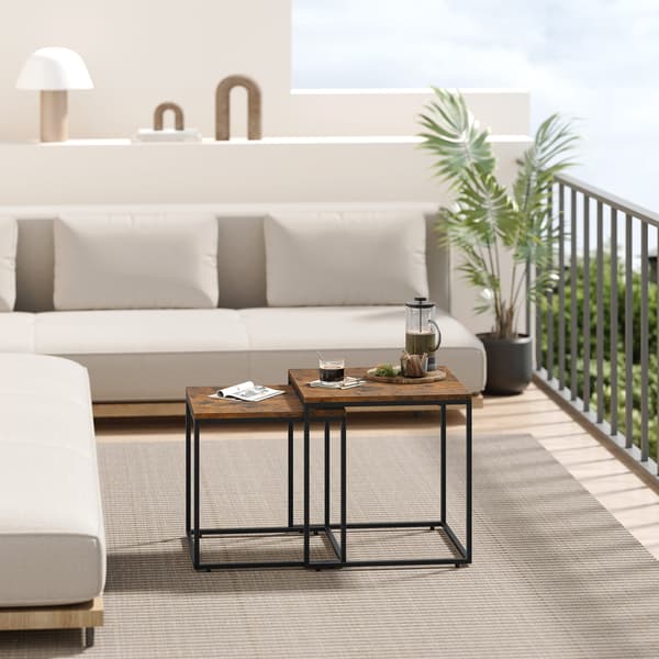 Leobert Sofabord Kvadrat 2 Stk. - Rustik / Sorte Ben 58X11X58