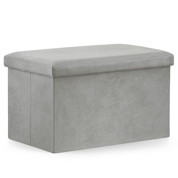 Hopfällbar Sittpuff Xl 60X38X38Cm, Grå Sammet
