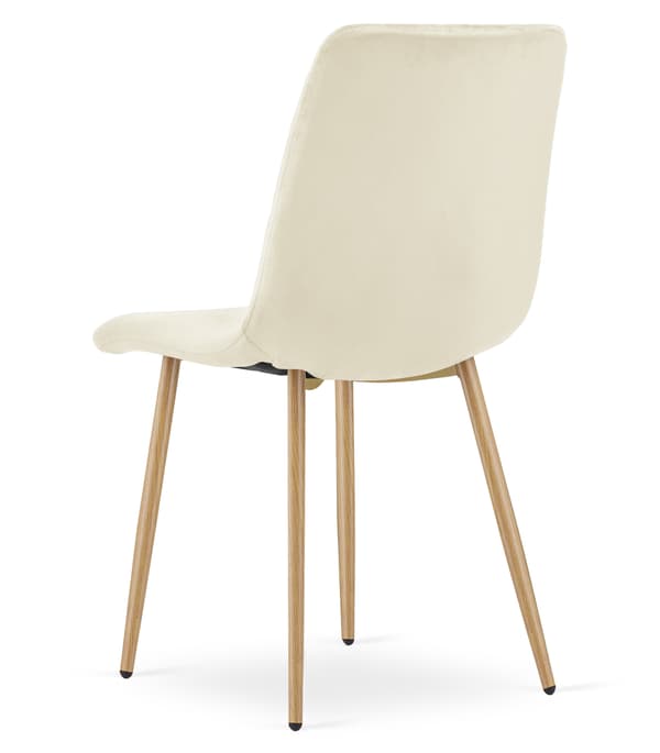 Stuhl Turin, Samt, Hellbeige, Holzfarbene Beine, 2Er - Set