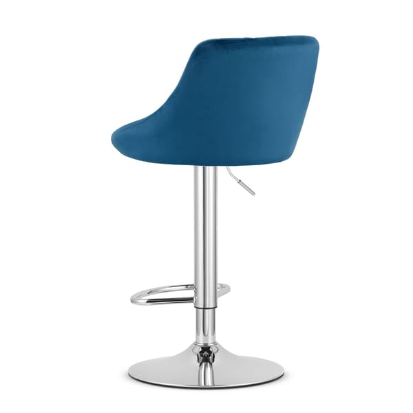 Barstol Kast, Marinblå Sammet, Kromad Bas, 85 - 85 Cm